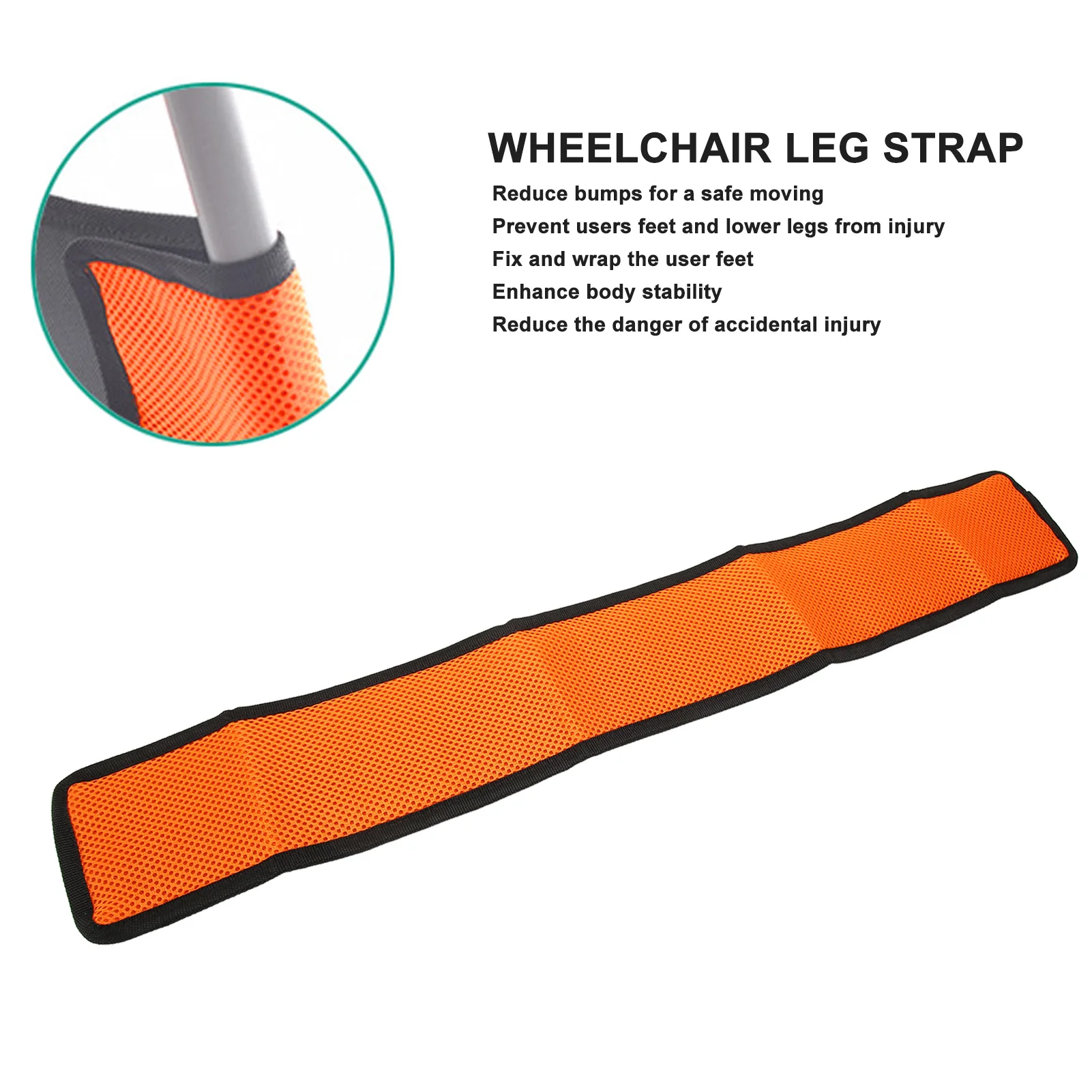 Wheelchair Calf Strap Wheelchair Leg Restraint Strap Leg Improve Stability Oxford Cloth Foot Protector Belt Orange 2