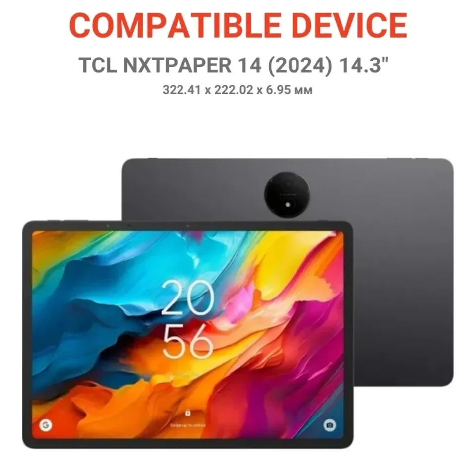 Custodia In Pelle Con Supporto Per TCL NXTPAPER 14 Pro (14 Pollici) - Nero - 4