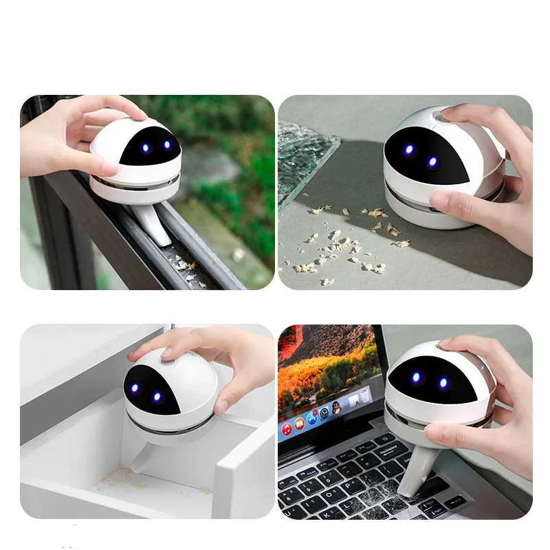 귀여운 로봇 데스크탑 진공 청소기, USB 키보드 클리너, 지우개 연필 면도기, 미니 휴대용 진공 청소기