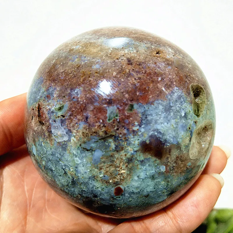 Natural Stone Pretty Ocean Jasper sphere Meditation Spirit Exorcism Feng Shui Crystal Ball Home Room Decoration Reiki Healing 5