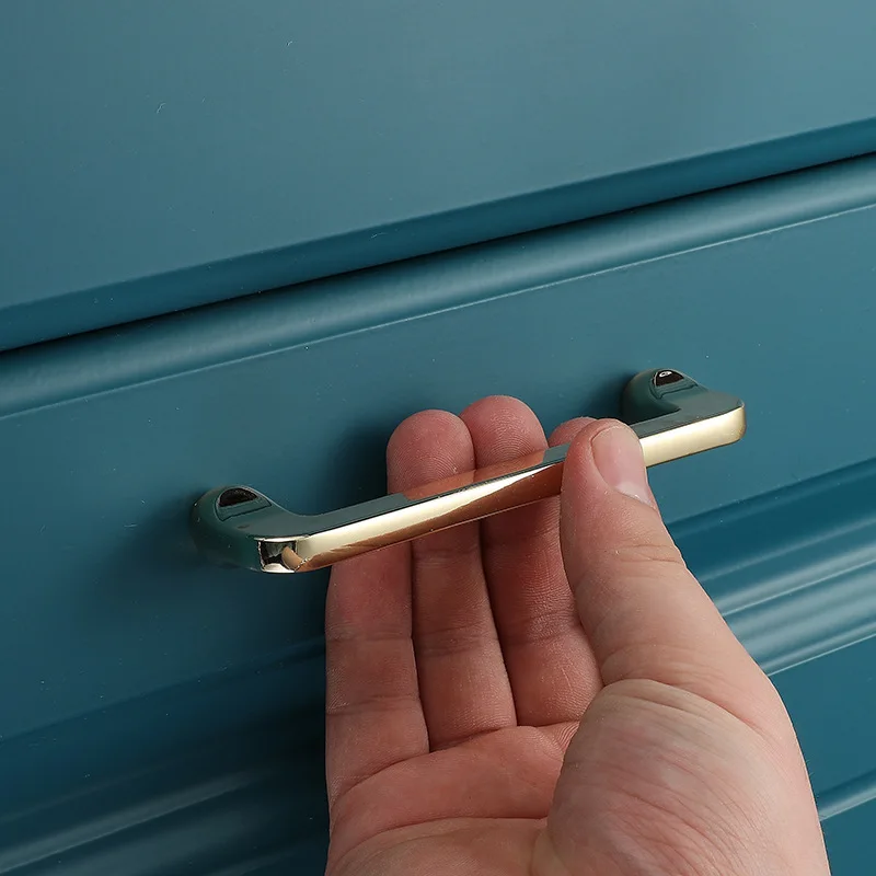 Zinc Alloy Bright Gold Kitchen Cabinet Door Handle Modern Cabinet Knobs Furniture Drawer Pulls Handles Home Hardware furniture handles kitchen door handles