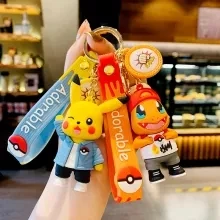 Genuine Pikachu Creative Anime Cartoon Doll Keychain Pokemon Cartoon Doll Keyring Bag Car Key Chain Ring Pendant Kids Gifts. 2