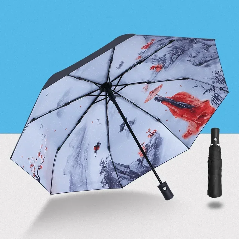 Automatic Umbrella Rain Sun Anti Uv Windproof Beach Umbrella Girl Parasol Folding Parasol Women Portable
