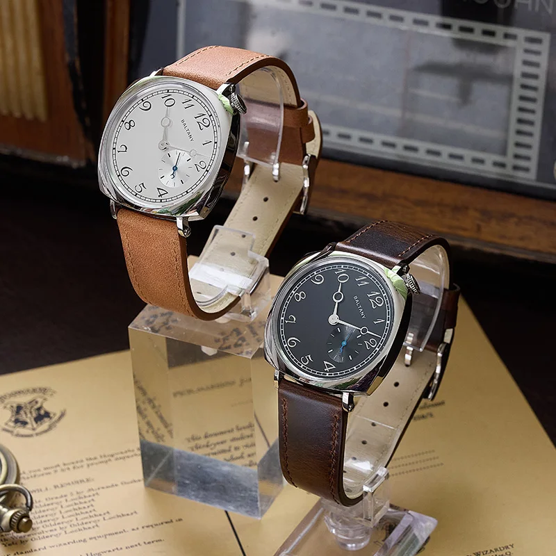 Baltany 1921 Dress Homage watches VD78 Polished Sapphire Crystal Square 5ATM Leather Heat-treated Blue Hands Quartz Wristwatch