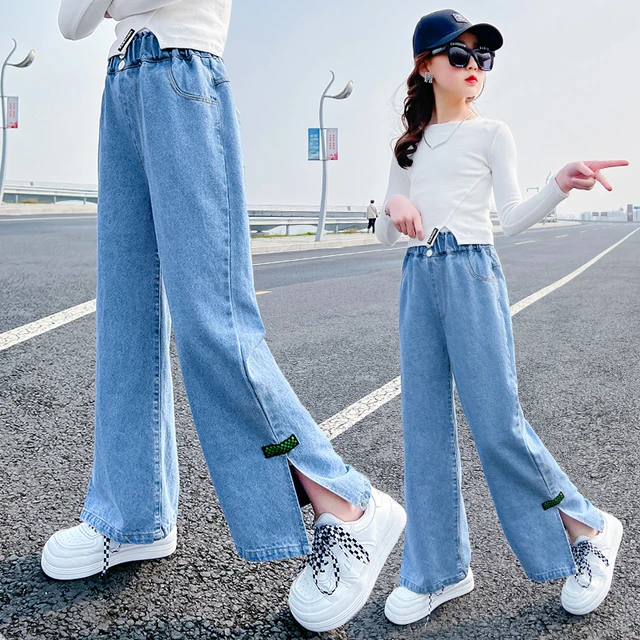 2023 Spring Women's Wide Leg Jeans High Waist Baggy Straight Cotton Denim  Pants Light Blue Korean Street Girl Fashion Clothing - AliExpress