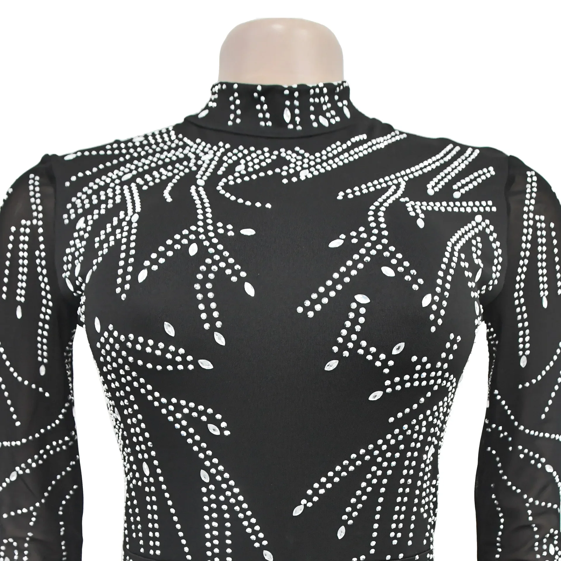 Women's clothing jumpsuit Long Sleeve Sexy Pant Sets jumpsuit one pieces Beading Backless Women's Jumpsuit Rompers Playsuits X66 6