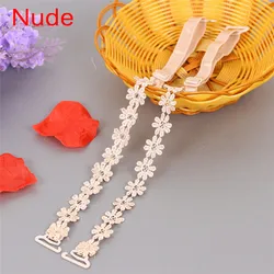 Elegant Floral Lace Adjustable Bra Straps - Anti - Slip Bridal & Party Accessory (Nude)
