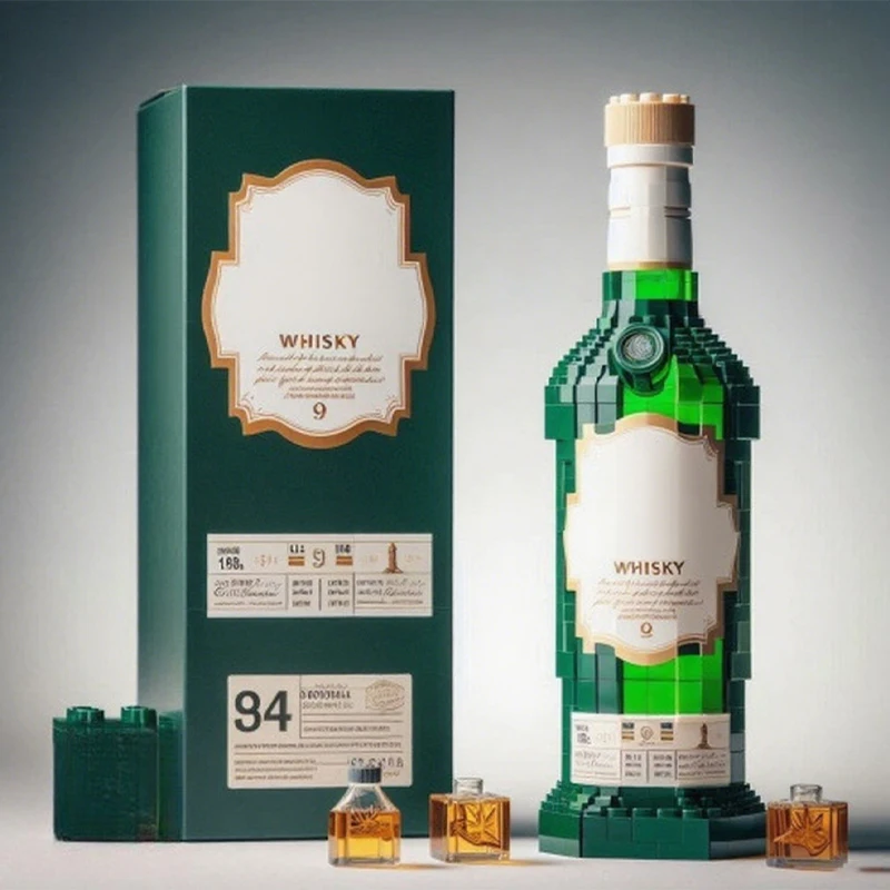 Building blocks whiskey bottle imported wine bottle decor set advanced wine cultural brick toy gift give friends 2025 NEW