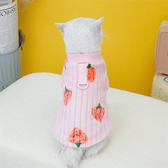 Strawberry Print Cat Puppy Sweater