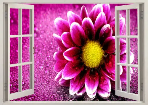 

Шелковый постер с красивыми фиолетовыми цветами, розами, окошком, художественным принтом, домашний Настенный декор 24x36 дюймов