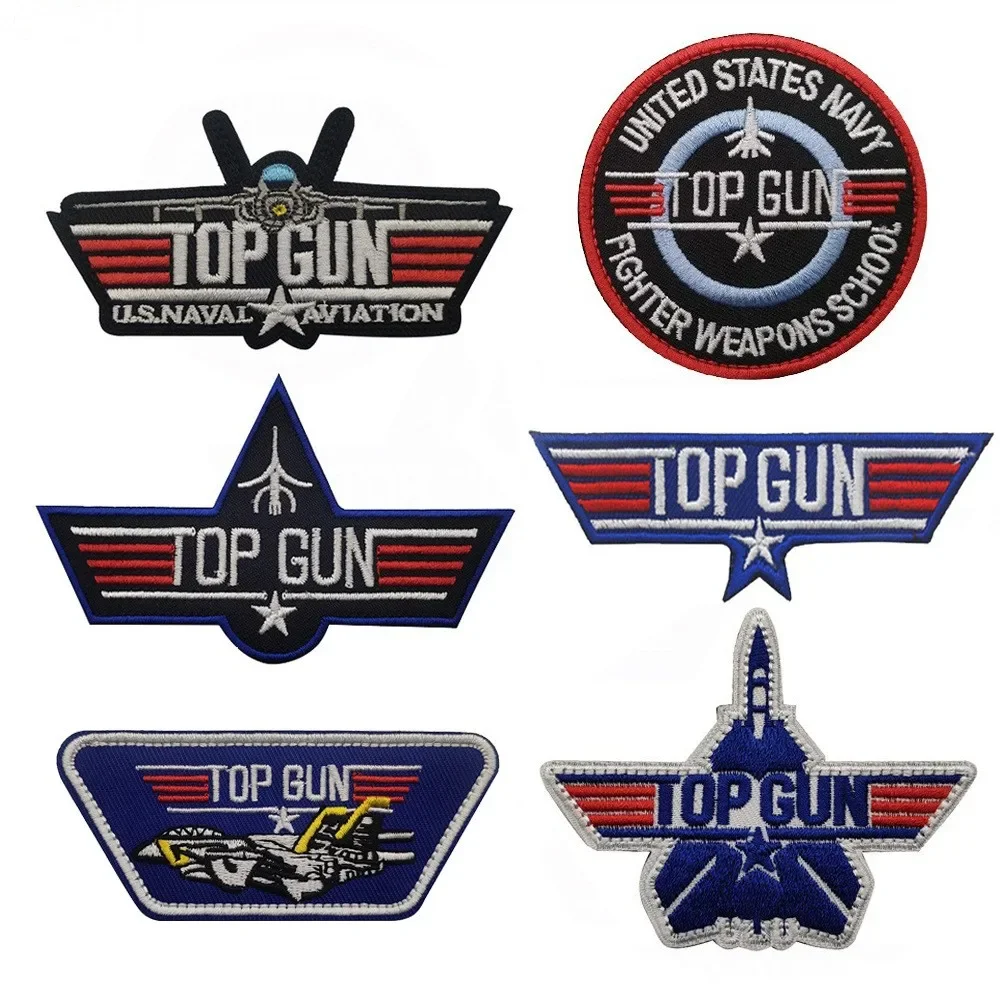 Top Gun Aircraft Ricamo Patch Hook And Loop Fastener Badge Decorazione Per Abbigliamento E Borse Forniture Per Ricamo