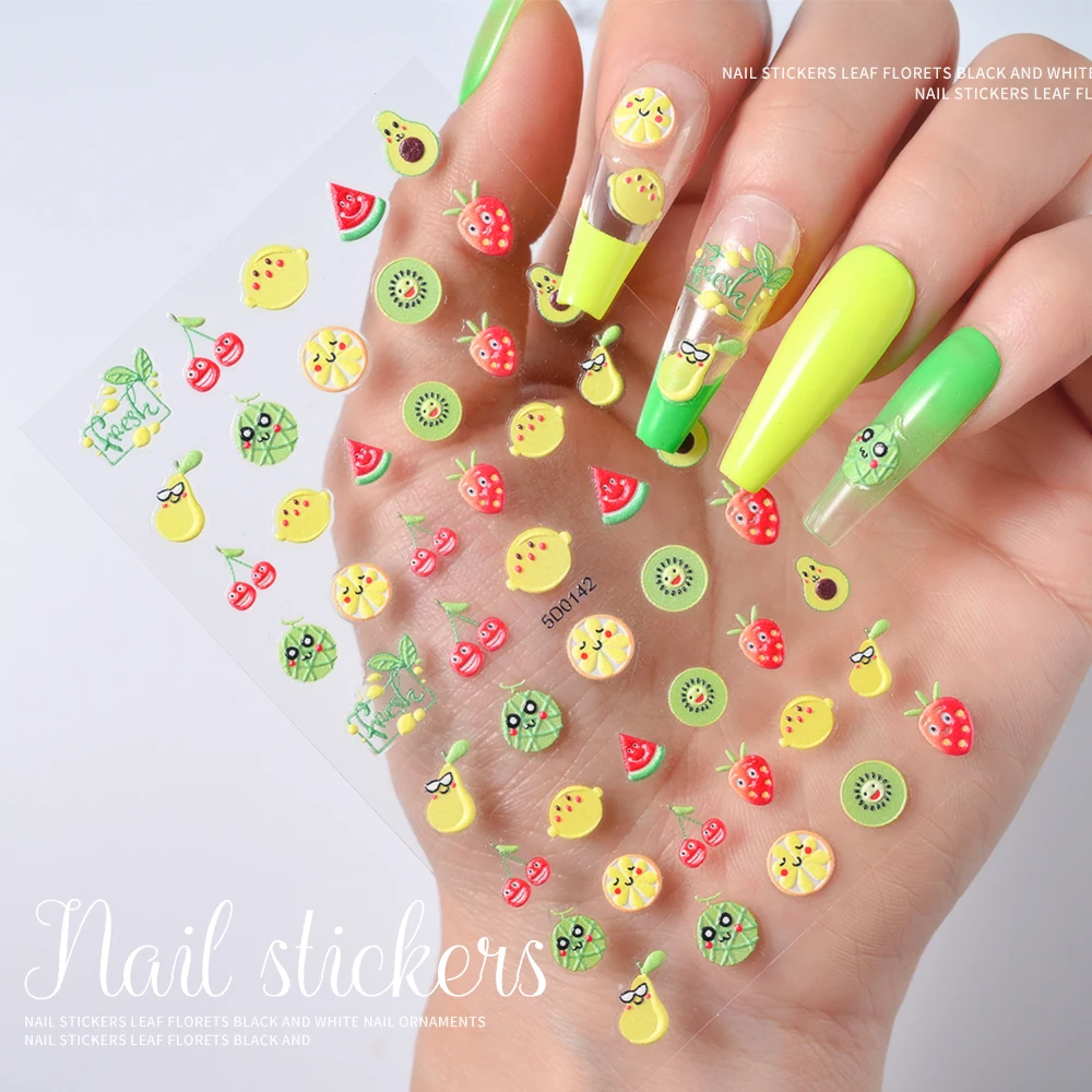 Green Avocado Cute Stickers Summer Fruity Cartoon Design Sliders Lemon ...