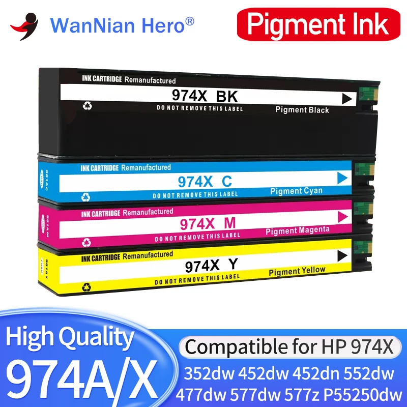 

Compatible for HP 974A 974X Pigment ink cartridge 974A PageWide 352dw 377dw 452dw 477dw 552dw 577dw P55250dw P57750dw Printer