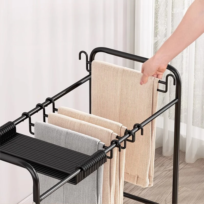 Movable Pants Storage Rack,Floor-standing Iron Trouser Hanger with 20/24 Hooks for Organizer Pants,Laundry Rack for Drying Skirt 3