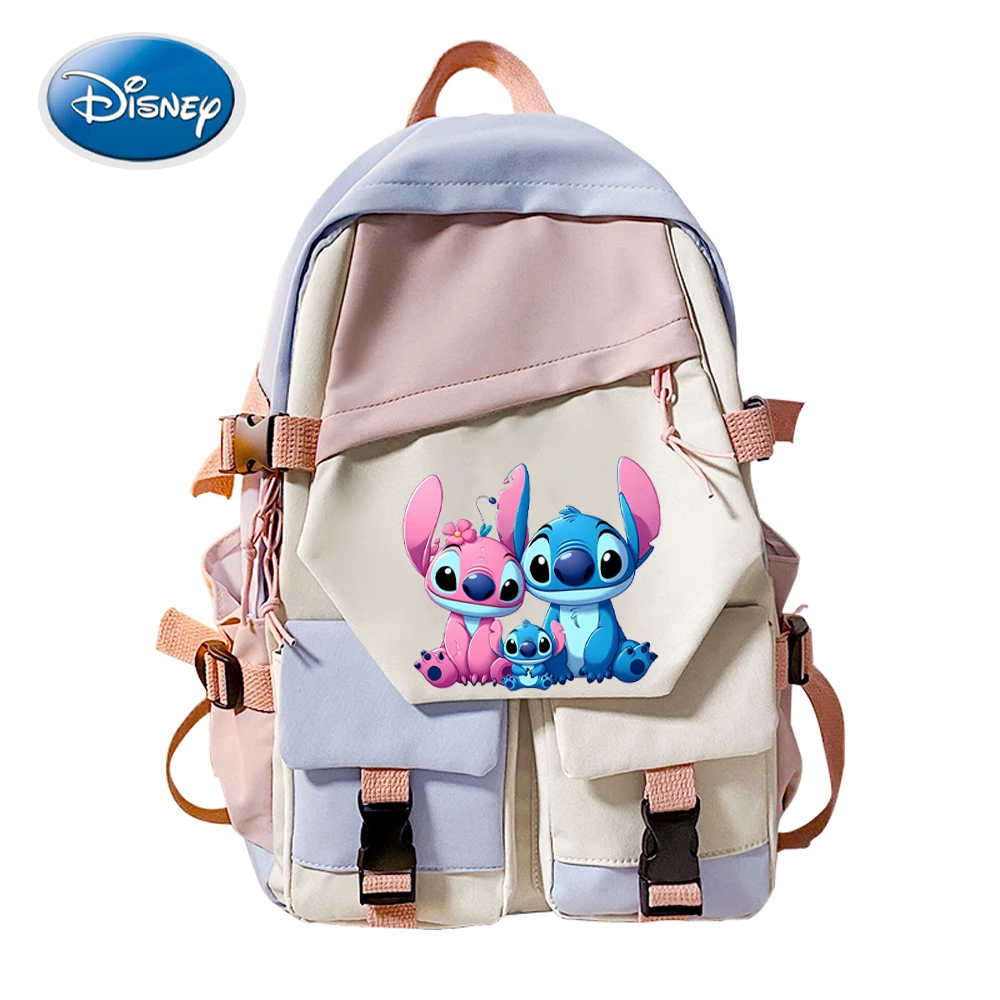 Disney Backpack Boys Girls Kawaii Stitch Cartoon Schoolbag Teenager Student's Waterproof Laptop Bag Manga Mochila Gift for Kids