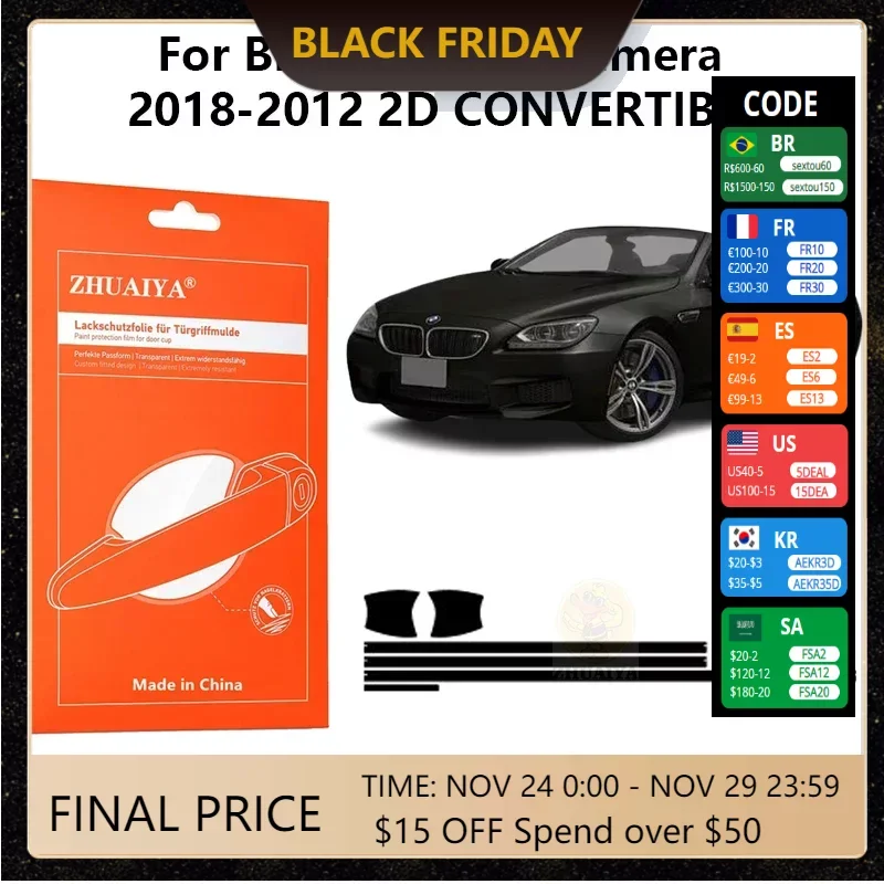 

Защитная пленка ZHUAIYA для красок дверной ручки, ТПУ PPF для BMW M6 w/ G amera 2018-2012 2D, трансформер