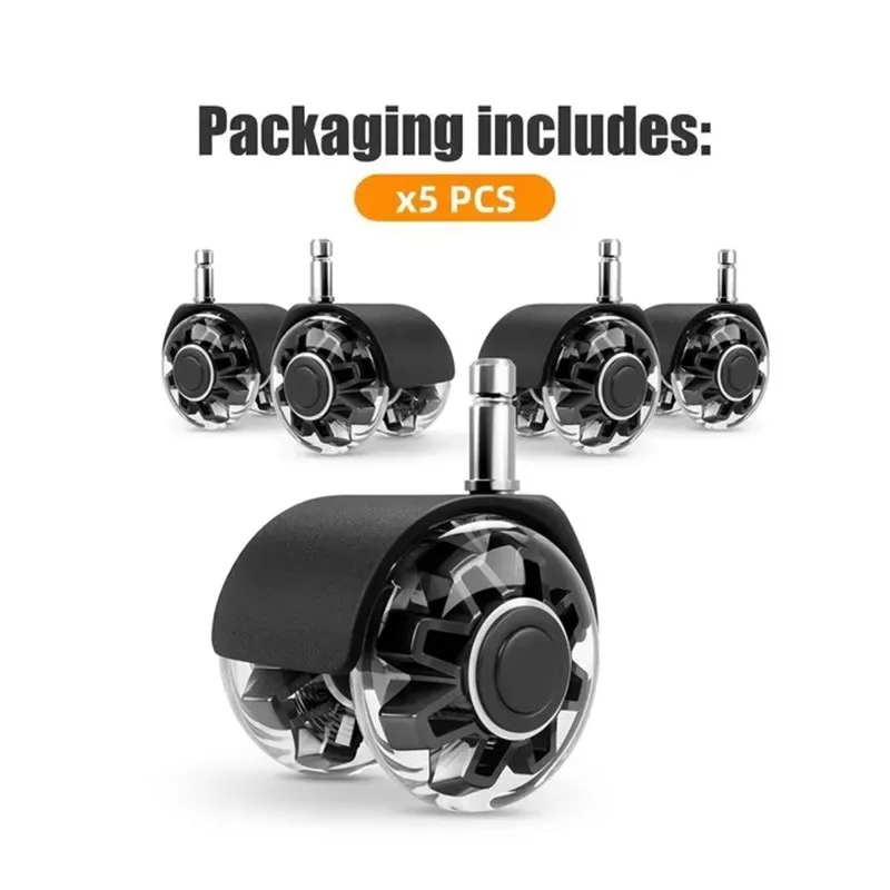 5PCS Universal Mute ล้อ Office เก้าอี้ล้อหมุนยางนุ่มปลอดภัยลูกกลิ้งฮาร์ดแวร์เฟอร์นิเจอร์เก้าอี้ล้อสําหรับโต๊ะสํานักงาน 1