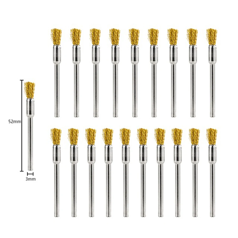 Brass Wire Brushes, 20PCS 5mm, Suitable for Power Drills, Remove Rust and Corrosion from Metal Surfaces, Must Have for Jewelers