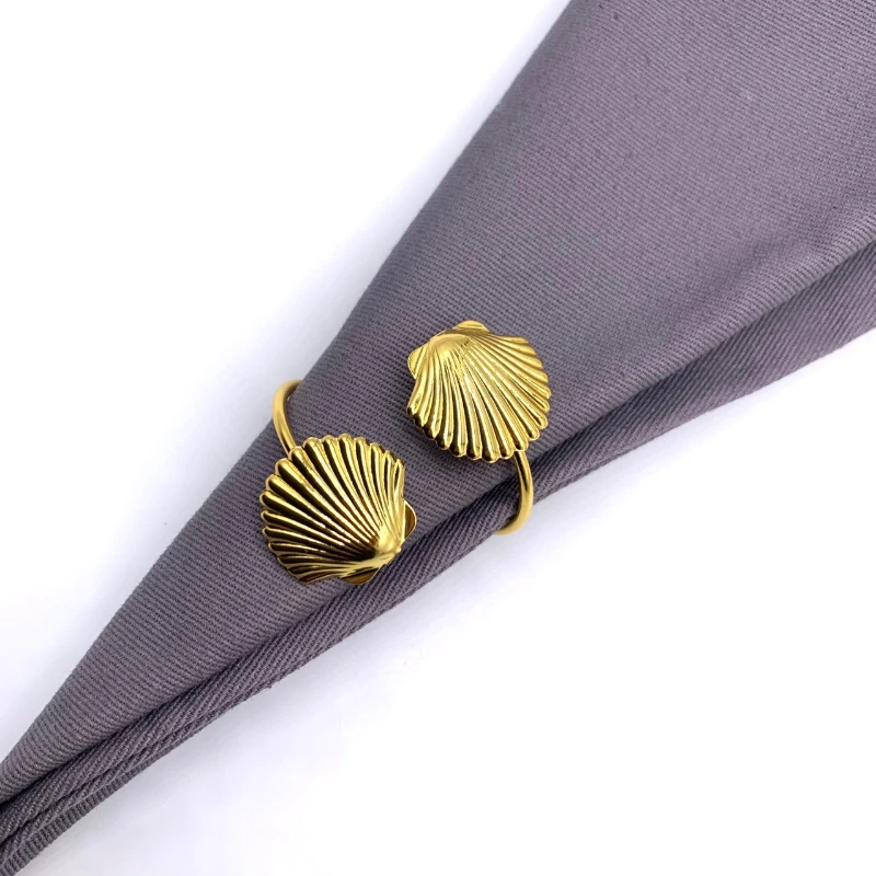 

12 Pcs Hotel Shell Metal Napkin Button Napkin Ring Cloth Ring Towel Button Servilletero Napkin Holders Porta Guardanapo