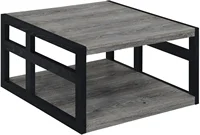 Monterey Square Coffee Table with Shelf, Weathered Gray/Black 1