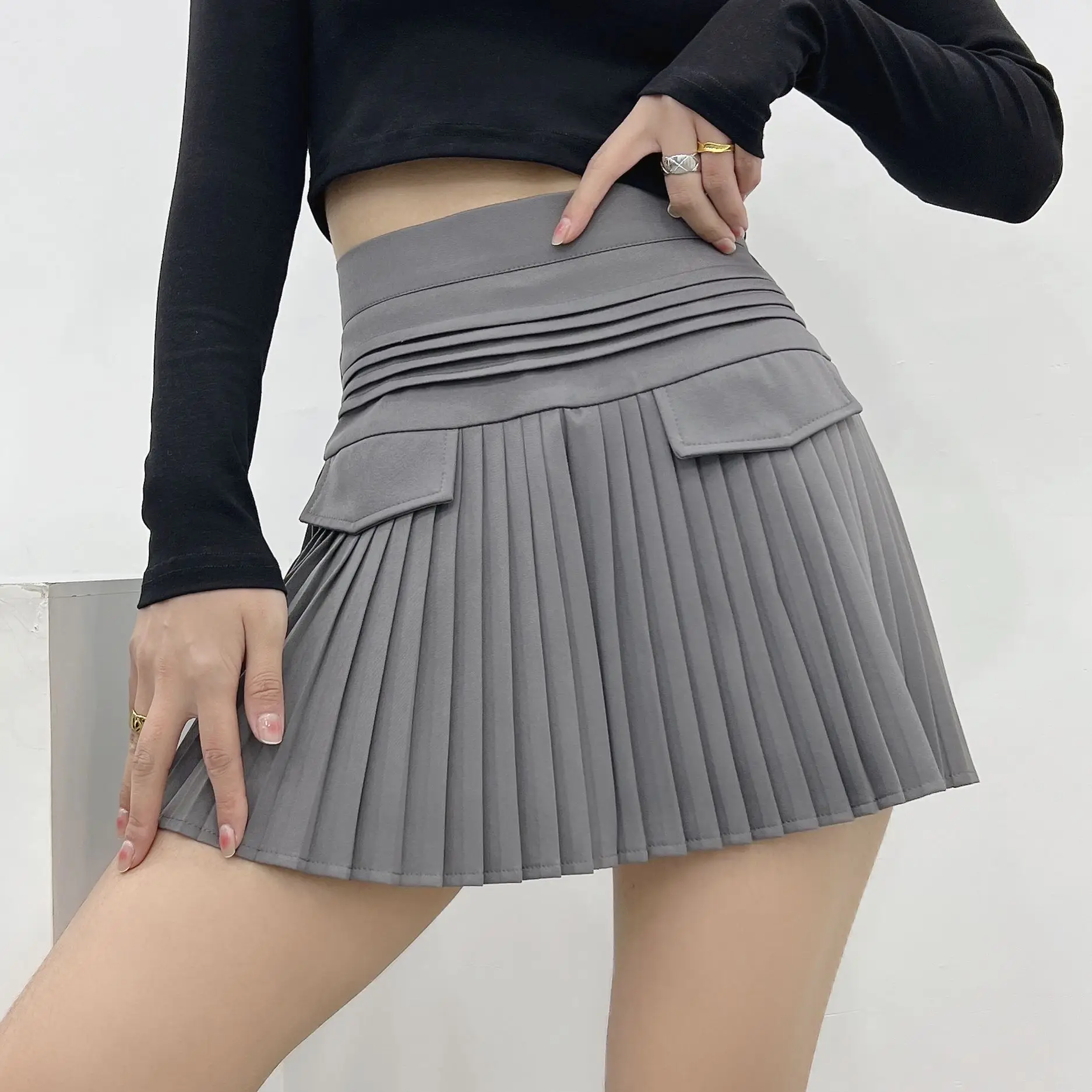 2022 New Spring Summer Fashion Korean Pleated Mini A-Line Skirt Women High Waist College Style Sweet Cute Kawaii Skirts plaid skirt