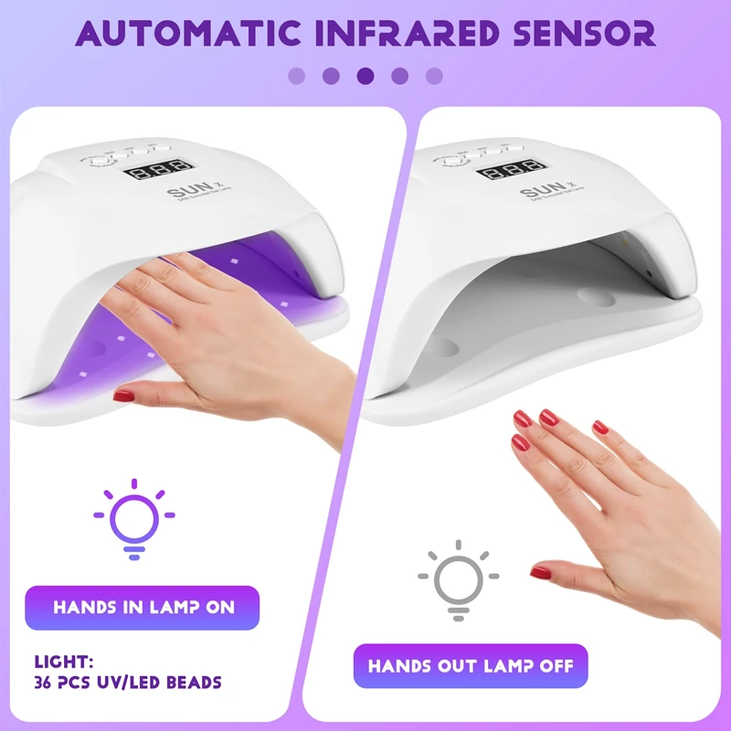 썬 X 네일 젤 건조기, UV LED 램프, 전문 백색광 광택제 기계, 빠른 건조기, 네일 아트 도구 E, 54 W