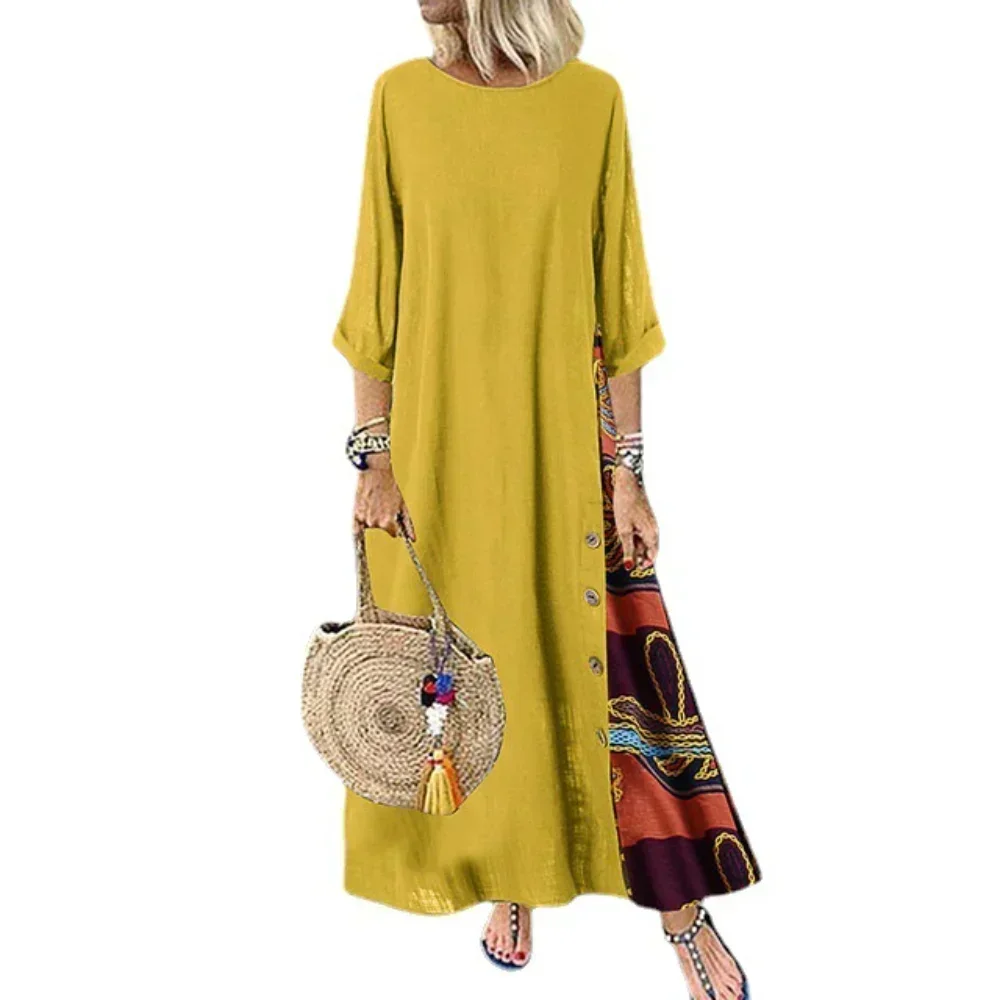 Fashion Loose Maxi Dress Women Ethnic Style Boho Long Dresses Vestidos Casual Summer Vintage Thin Woman Clothes Robe Femme