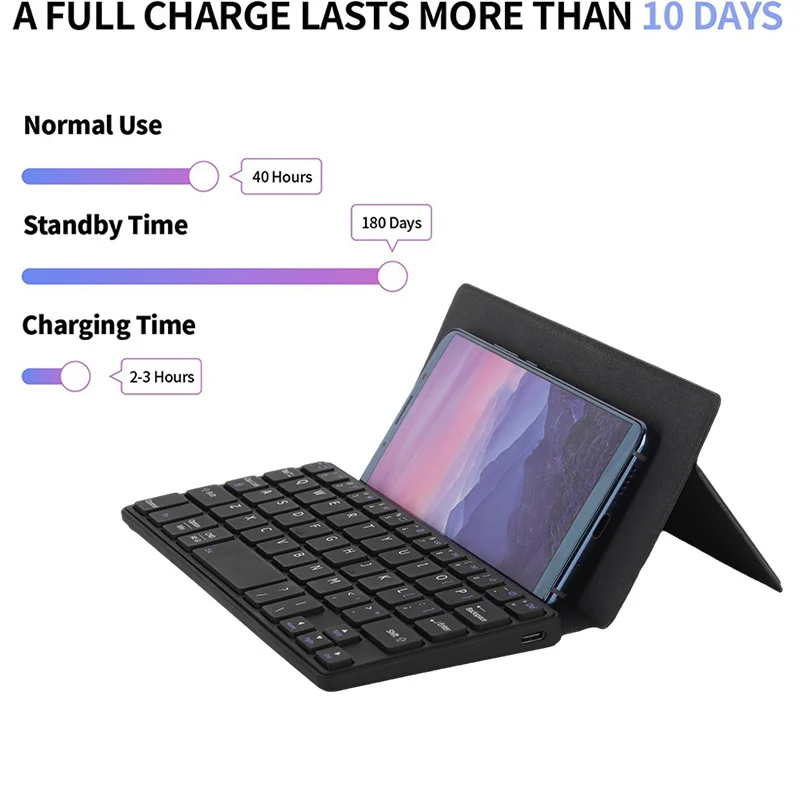 Foldable Bluetooth Phone Keyboard Portable Wireless Keyboard Stand Holder Rechargeable Ultra Slim Smartphone bluetooth keyboard