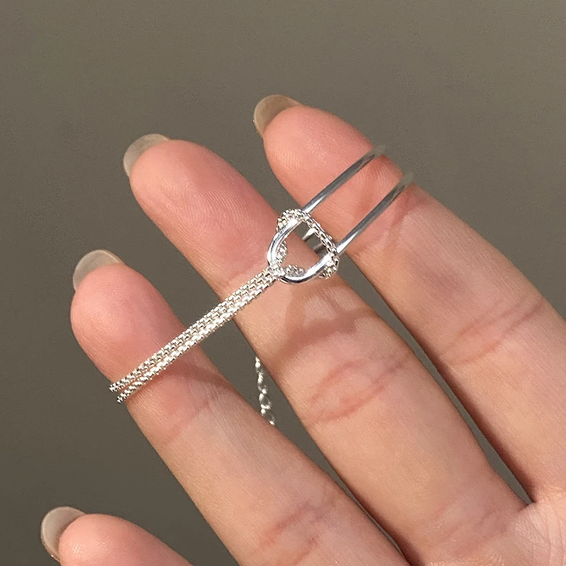 INZATT Real 925 Sterling Silver Asymmetric Double Layer Chain Bracelet for Women Hiphop Fine Jewelry Minimalist Accessories 6