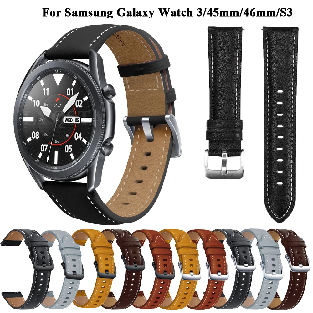 Dark Brown Leather Band for Samsung Galaxy Watch 3 45mm 46mm 