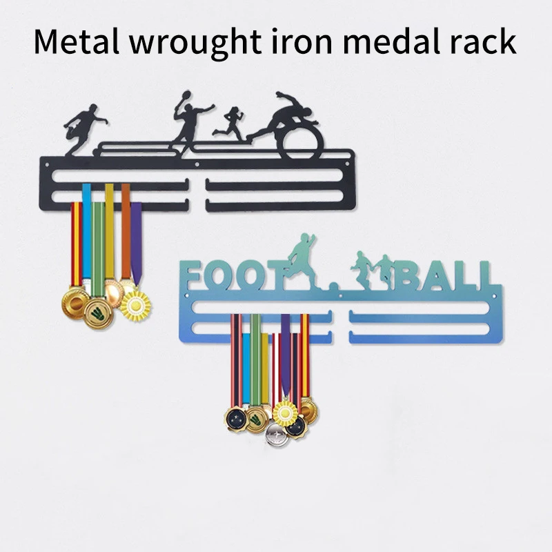 24 Style Metal Wrought Iron Hanger Wall Hook Triathlon Running Sports  Football Medal Display Stand Home