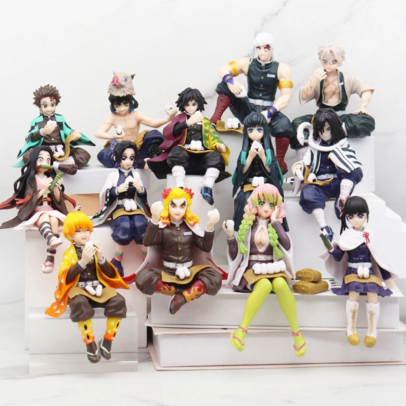 Demon Slayer Figure Anime Nezuko Tanjirou Shinobu Zenitsu Hashibira Inosuke  Eat Rice Balls PVC Action Figurine Kimetsu No Yaiba 10CMNo Box