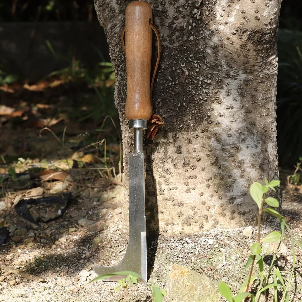Thickened Stainless Steel Weed Cutter Wood Handle Lawn Gap Cleaning Tool Garden Artifact Sickle Seedling Pruning Scissors