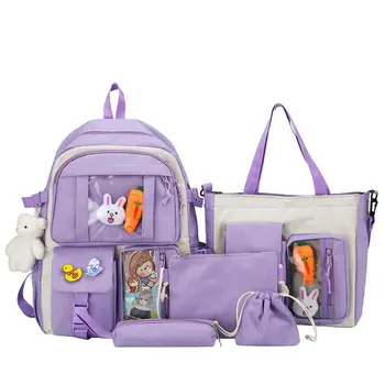 4 Pcs Sets Children's School Backpack Kawaii Women's Backpack Bookbag School Bags for Teens Girls mochilas para niñas 가방 рюкзак 1