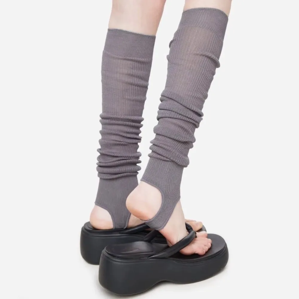 Slim Anti-pilling Comfort Combed Cotton Foot Socks Summer Thin Leg Socks Solid Color Stockings for Women  Stocking