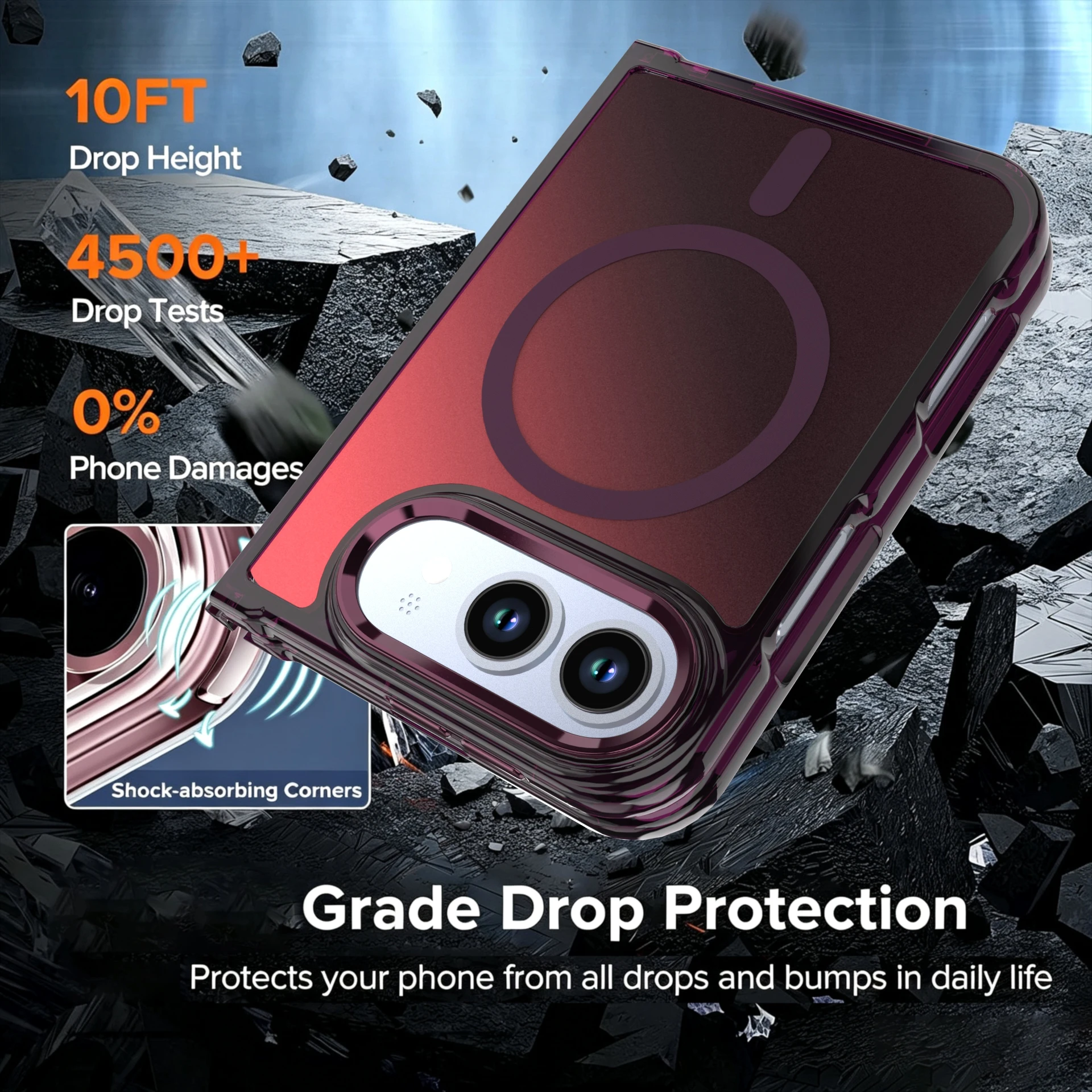 Sleek Magnetic Fold Matte Phone Case - Ultra Slim, Wireless Charging Compatible, Shockproof Full-Body Protection