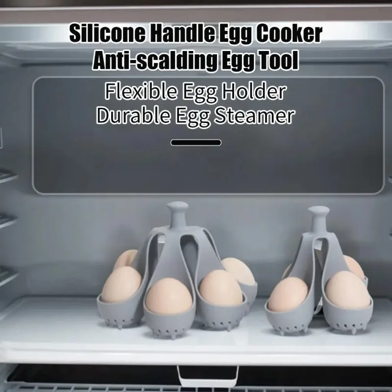 Boiled Egg Holder Silicone Egg Steamer Tray with Anti-scald Handle for Fast Cooking Easy High Temp Resistant for Healthy