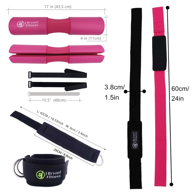 9 Pieces Glute Booty Bands Workout Kit with Barbell Squat Pad Ankle Straps and Lifting Straps Gym Accessories for Men and Women 2