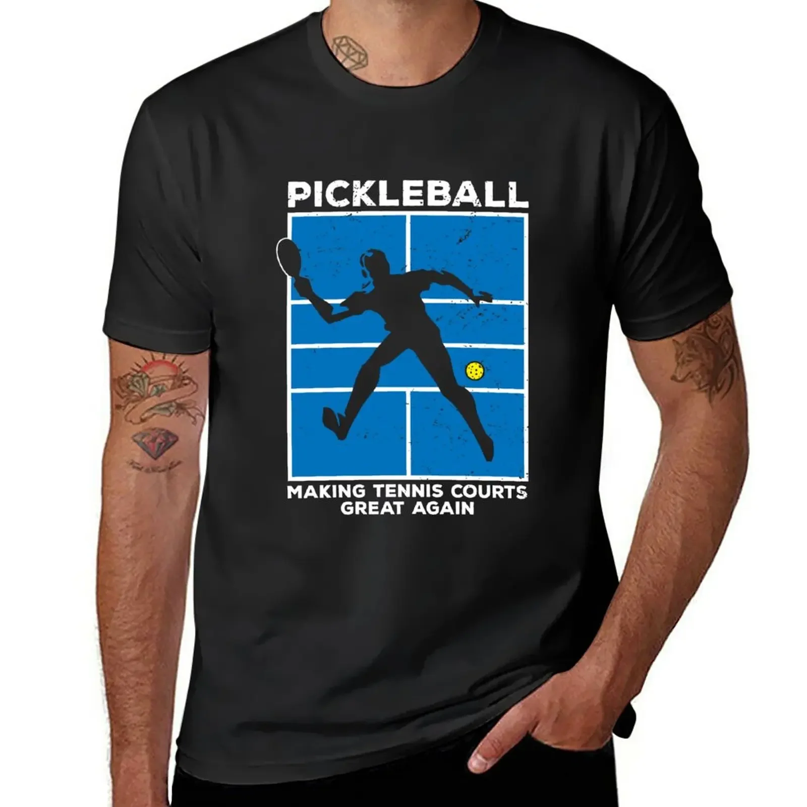 

Pickleball Making Tennis Courts Great Again Funny T-Shirt boys animal print summer top slim fit t shirts for men