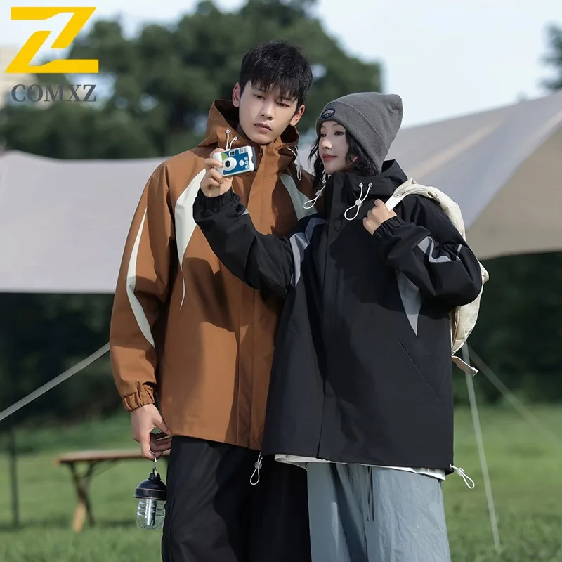 COMXZ Mens Jacket Versatile Lightweight Hiking Travel Windproof Motorcycle Jackets 2025 Street Style Autumn Windbreaker