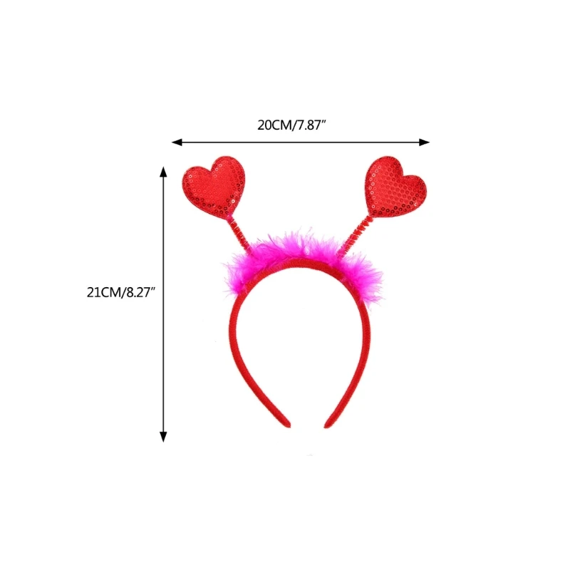 Lovely Red Heart Hair Hoop Furry Valentine's Day Heart