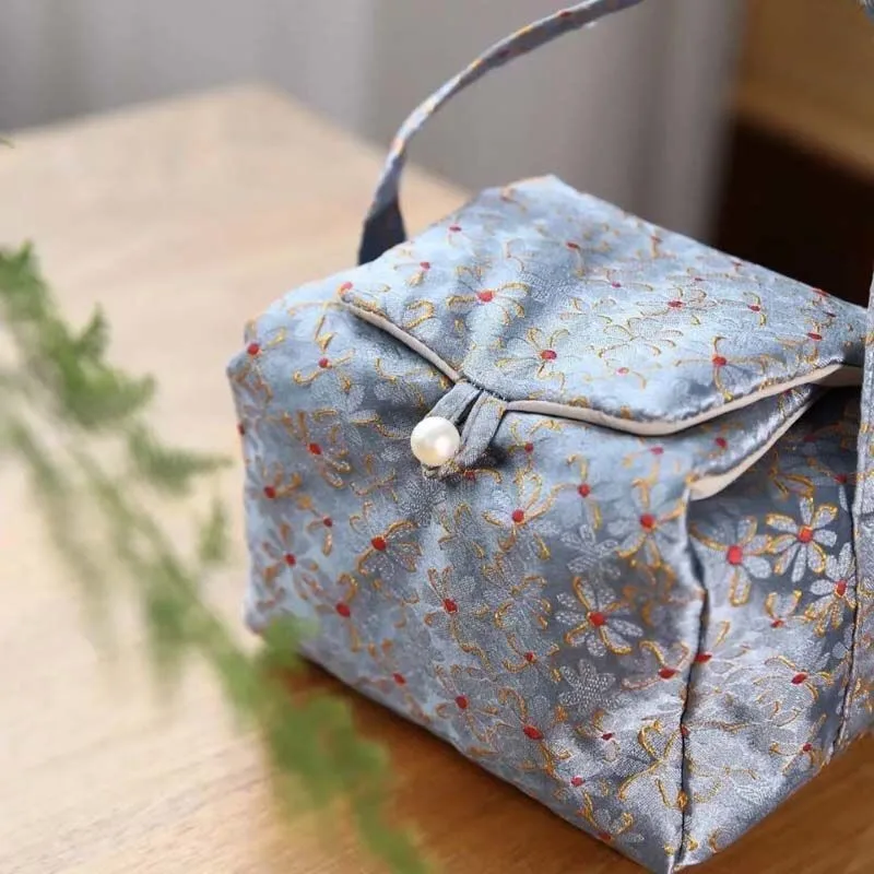 Chinese Brocade Style Travel Tea Set Storage Bag Kung Fu Tea Storage Bag Portable Cloth Small Teapot Cloth ZE967