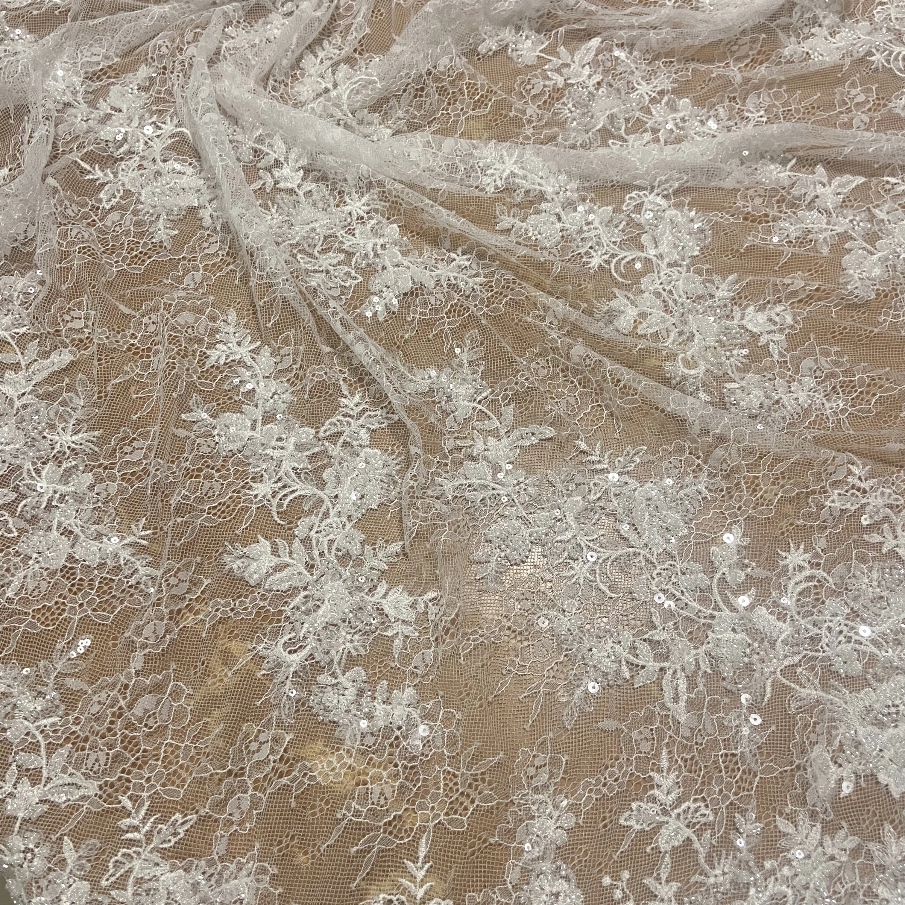 Flowers Openings Nail Bead Dress Lace Fabric lace fabric