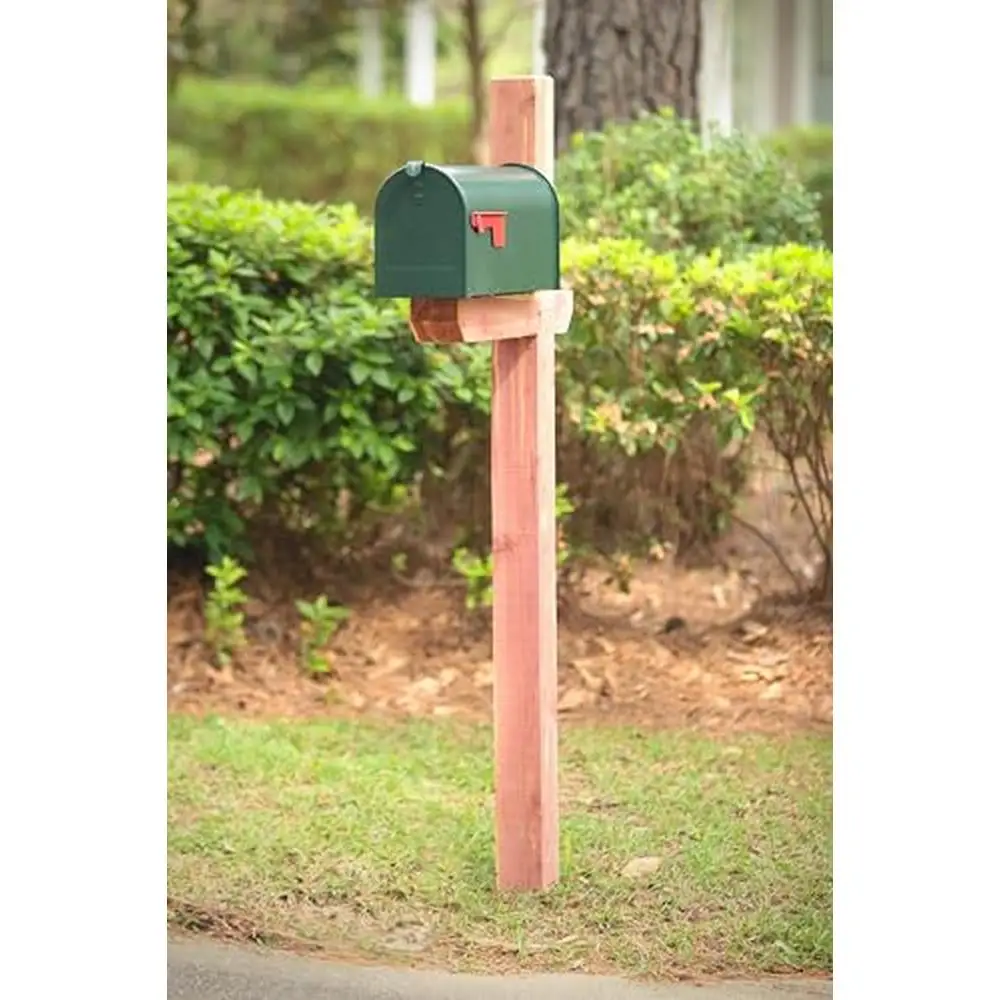 Cedar Wooden Drive-in Mailbox Post with Steel Anchor Easy Assembly and Rustic Charm