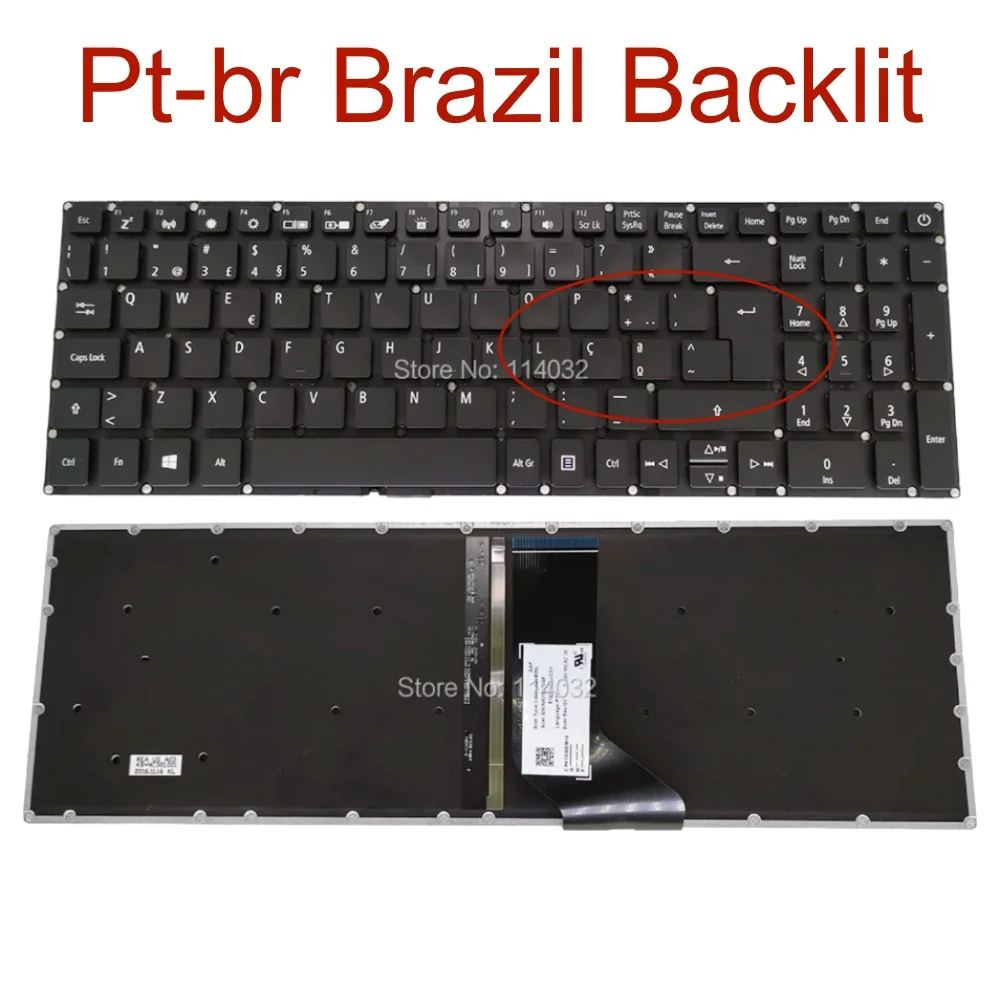Teclado Retroiluminado para Acer Aspire Eua Pt-br Brasil Espanhol A51551 A515-51g 32ll 515j 526y 53f6 58va Lv5p-a80b A80bwl - Imagem 2