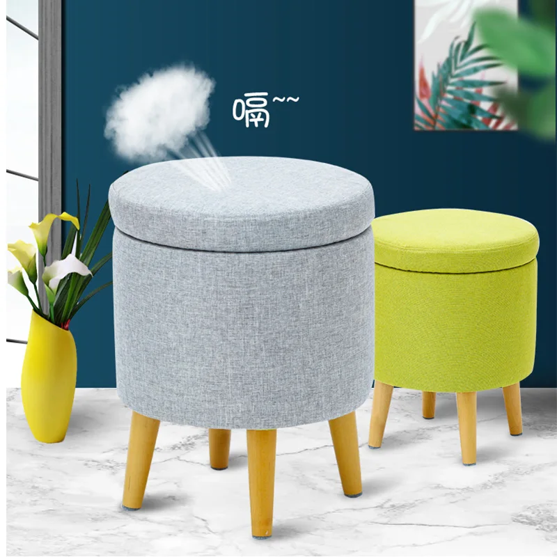 Lohascamping Home Office Camping Round Removable Stool Storage Shoe Change Footrest Stool Dressing Chair sofa stool makeup stool