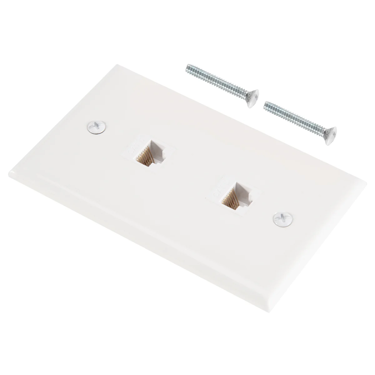 AAA87 1 Pack 2 Port Ethernet Wall Plate, Cat6 Female to Female Wall Jack RJ45 Keystone Inline Coupler Outlet, White