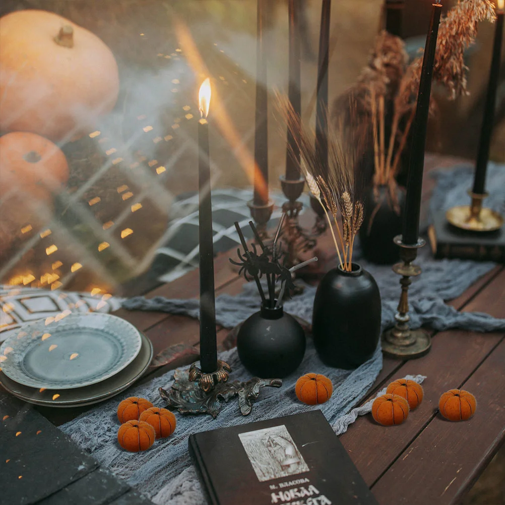 15 Pcs Wool Felt Pumpkin Pumpkins Gold Tinsel Garland Pendent Outdoor Christmas Hanging Ornament Autumnal Decoration 3