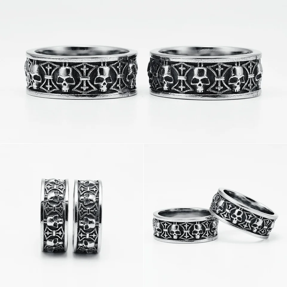 Bague gothique rétro vintage punk motard pour homme, adolescent Bague gothique rétro vintage punk motard pour homme, adolescent