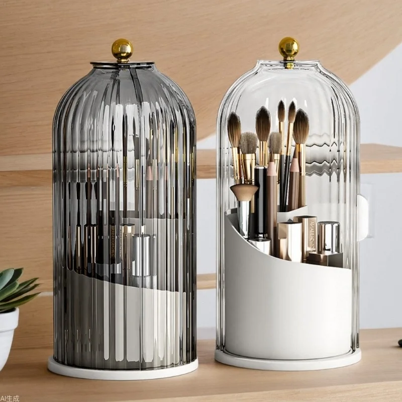 Makeup Brush Storage Rotation360 Powder Brush Storage Container Dustproof Lipstick Eye Shadow Dresser Table Rack makeup organizer makeup storage box cosmetic storage box